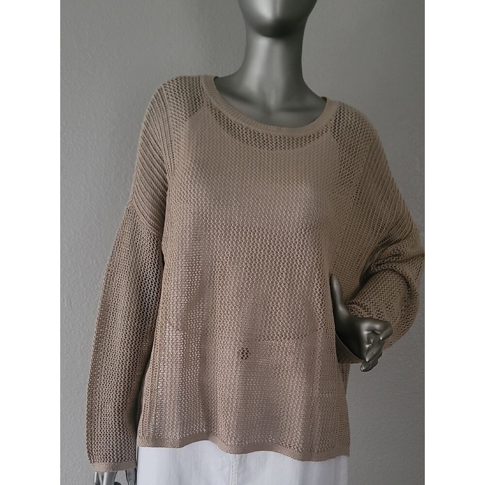 Eileen Fisher Women's Open Stitch Organic Linen & Cotton Sweater XL